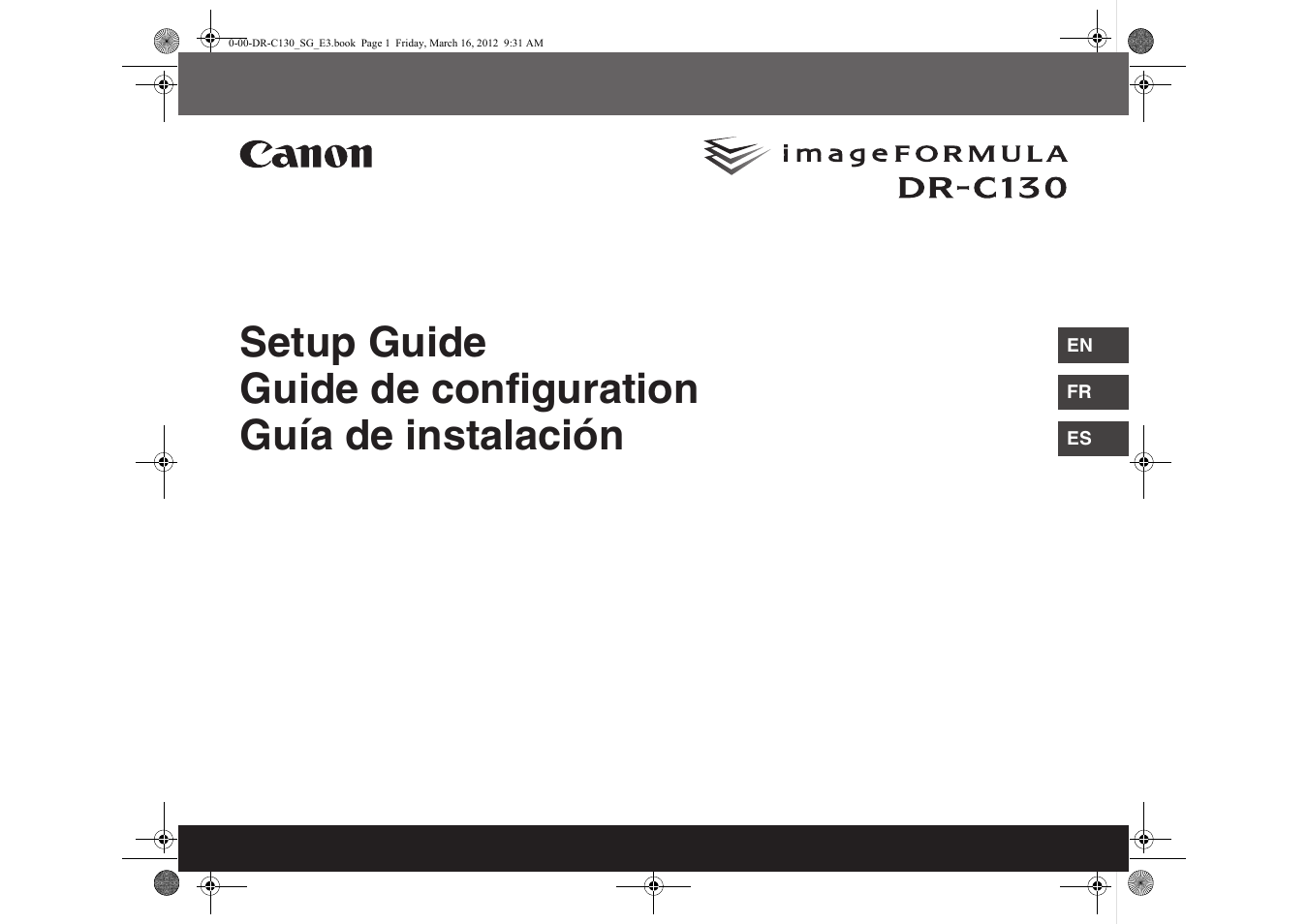 Canon imageFORMULA DR-C130 Document Scanner User Manual | 50 pages