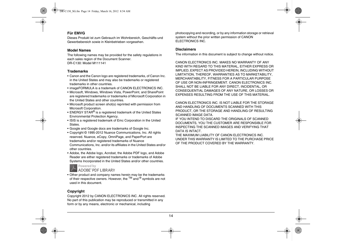 Canon imageFORMULA DR-C130 Document Scanner User Manual | Page 15 / 50