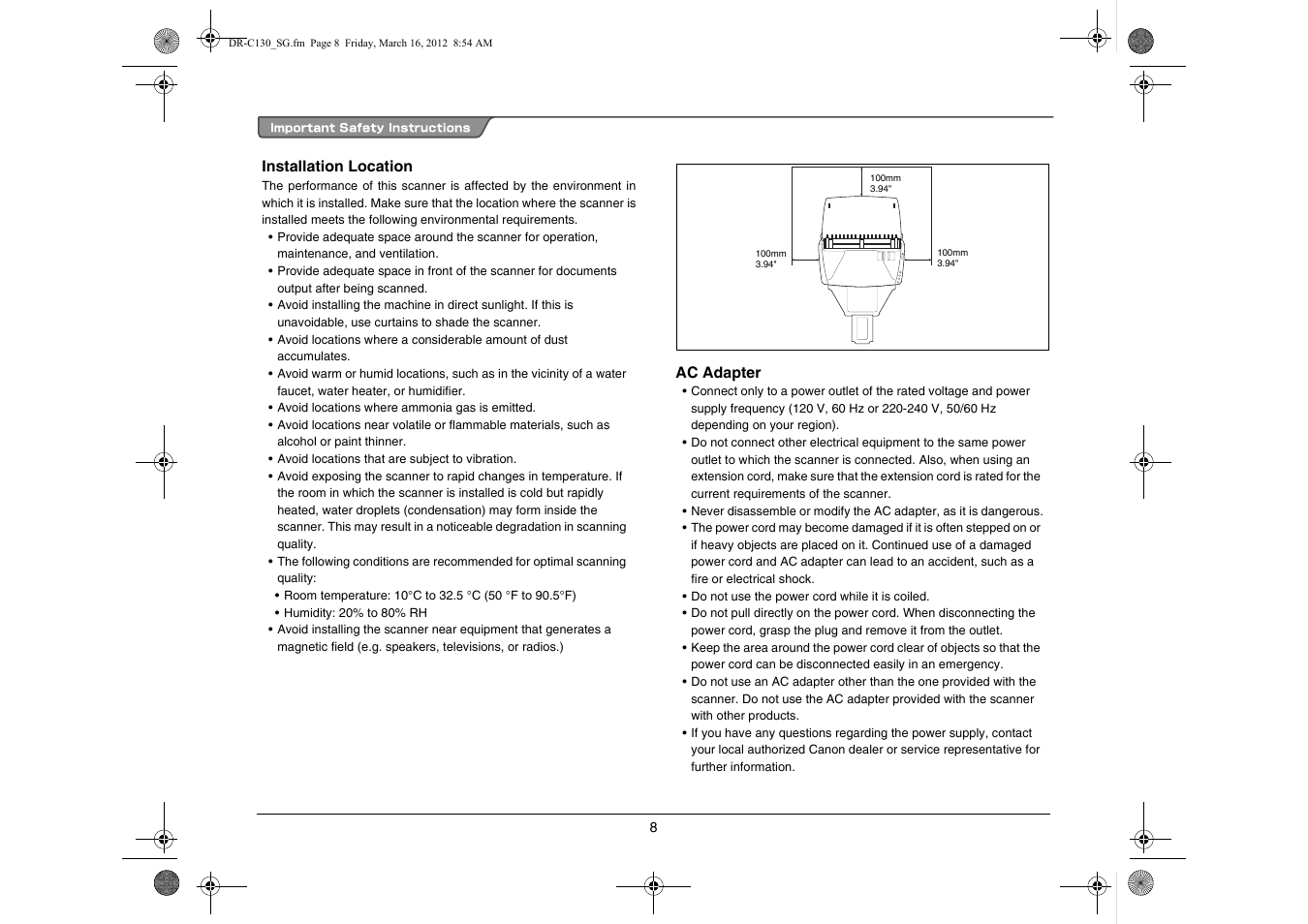 Canon imageFORMULA DR-C130 Document Scanner User Manual | Page 9 / 50