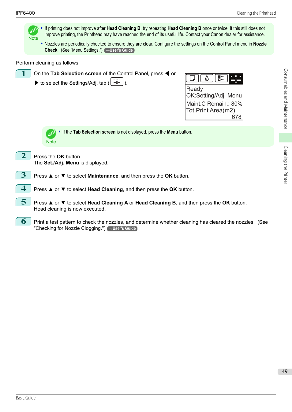 Canon imagePROGRAF iPF6400 User Manual | Page 49 / 142