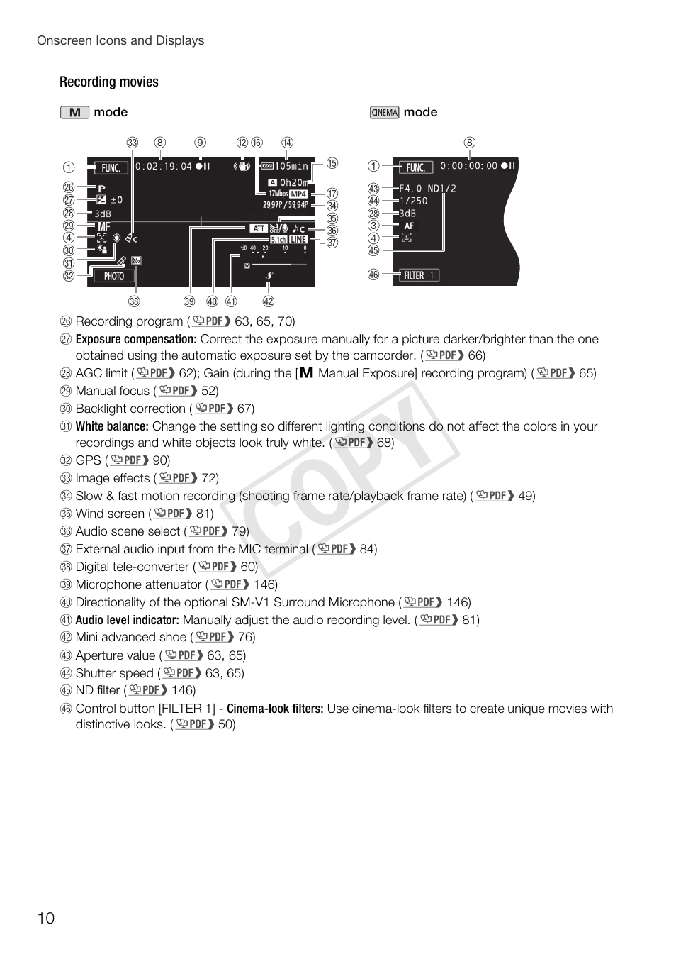 Cop y | Canon VIXIA HF G30 User Manual | Page 10 / 26