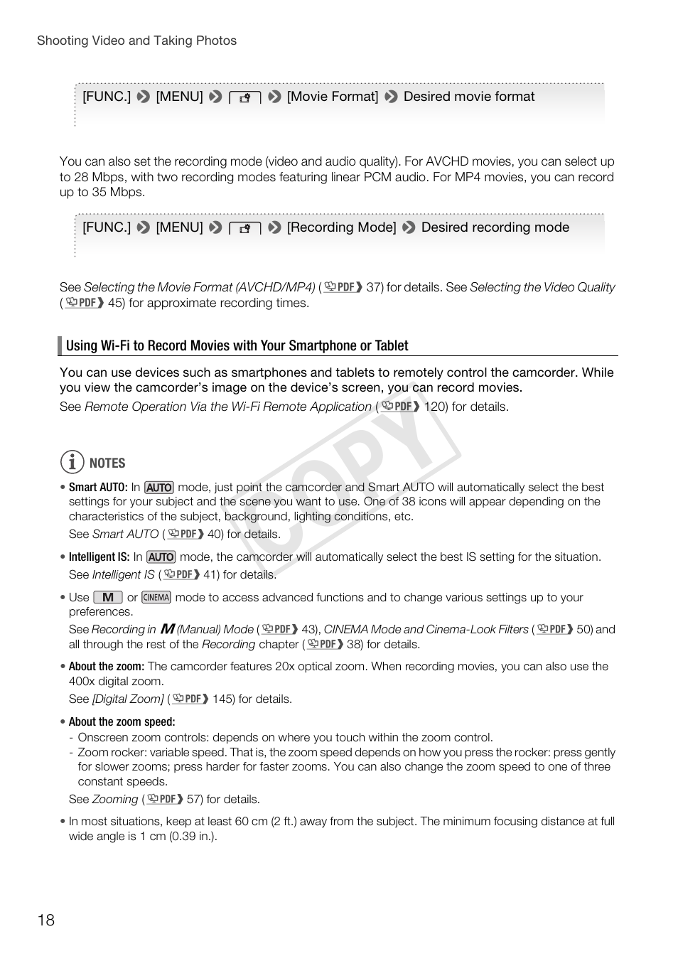 Cop y | Canon VIXIA HF G30 User Manual | Page 18 / 26