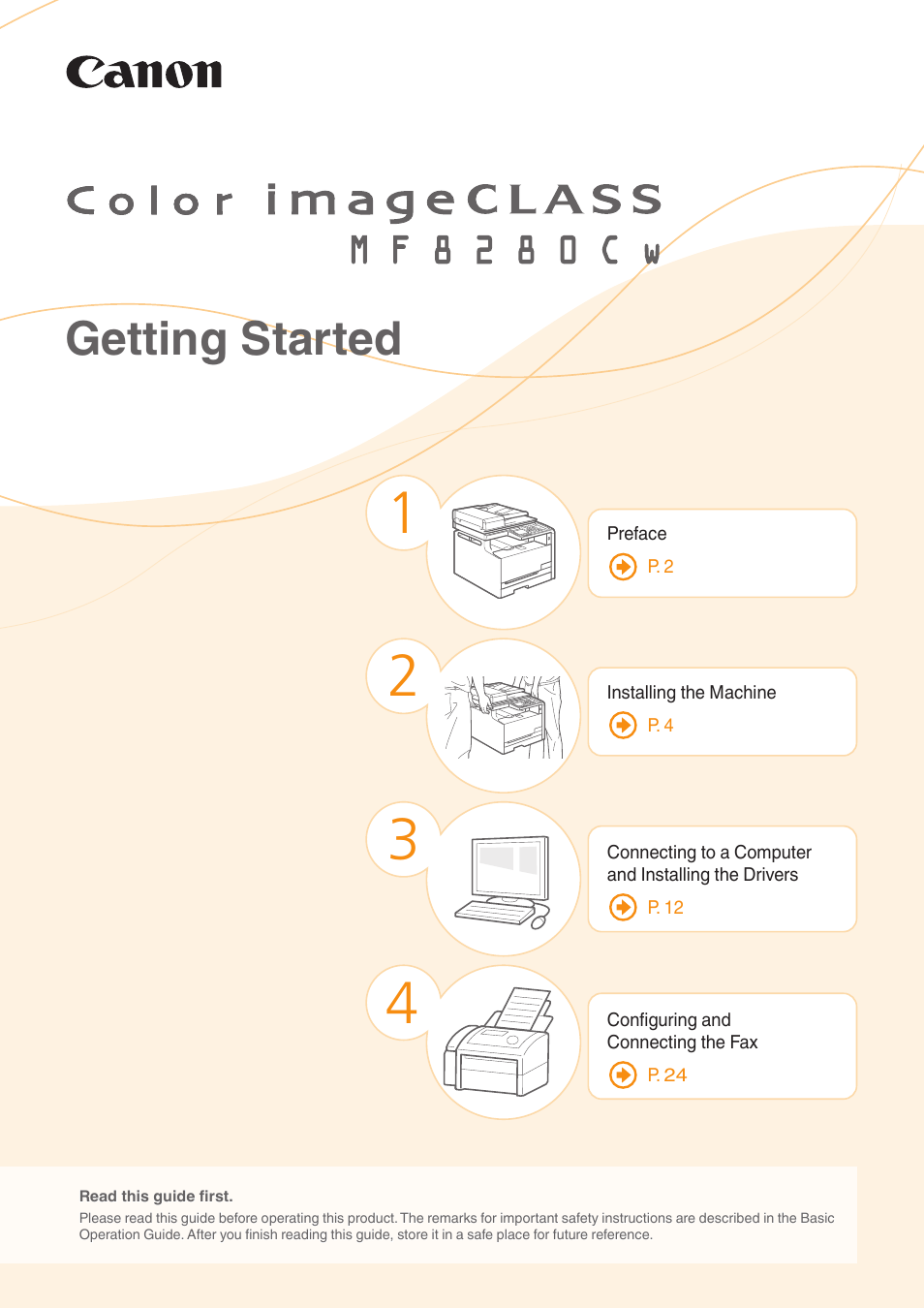 Canon Color imageCLASS MF8280Cw User Manual | 36 pages