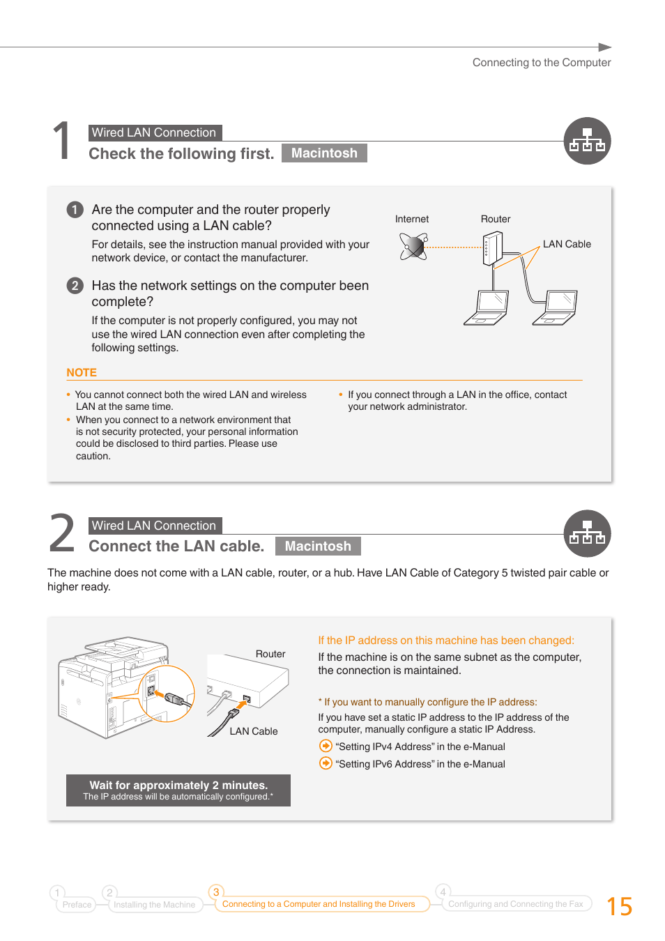 Check the following first, Connect the lan cable | Canon Color imageCLASS MF8280Cw User Manual | Page 15 / 36