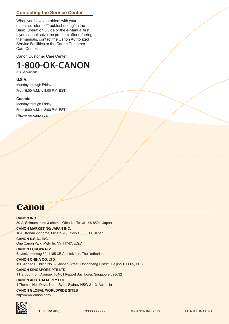 Getting started, 800-ok-canon | Canon Color imageCLASS MF8280Cw User Manual | Page 36 / 36