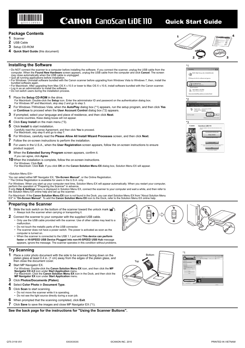 Canon CanoScan LiDE110 User Manual | 2 pages