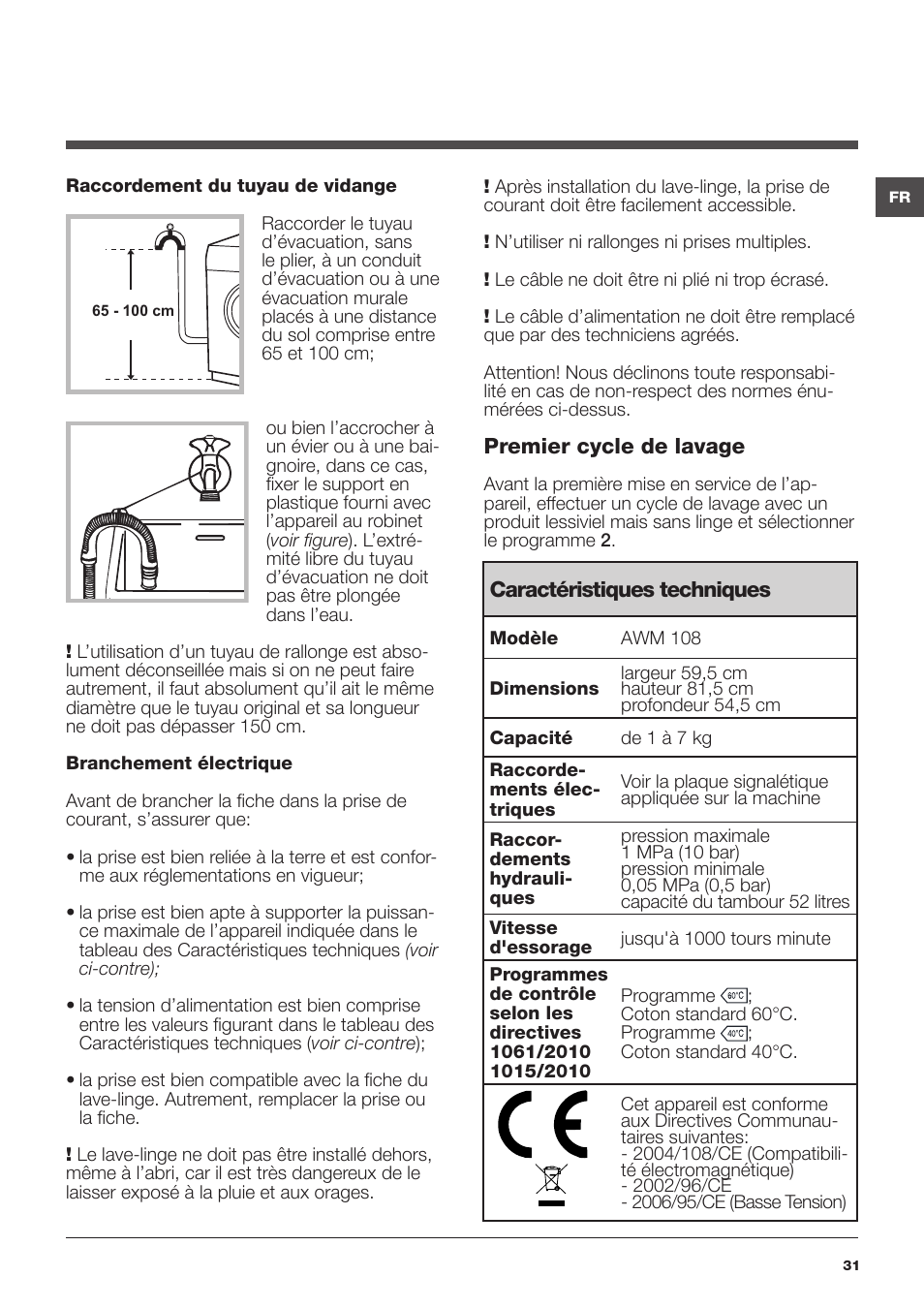 Hotpoint Ariston da incasso AWM 108 (EU).N User Manual | Page 31 / 56