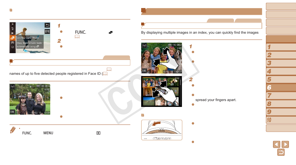 Browsing and filtering images, 68), overwrite their info, Browsing and filtering | Images, Cop y | Canon PowerShot N User Manual | Page 68 / 135