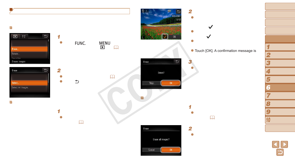 If you erase a grouped image, 73), all images in the group are, 73) or “adding | All images in search] in “erasing all images, 73) or “adding images to a photobook, Cop y | Canon PowerShot N User Manual | Page 73 / 135