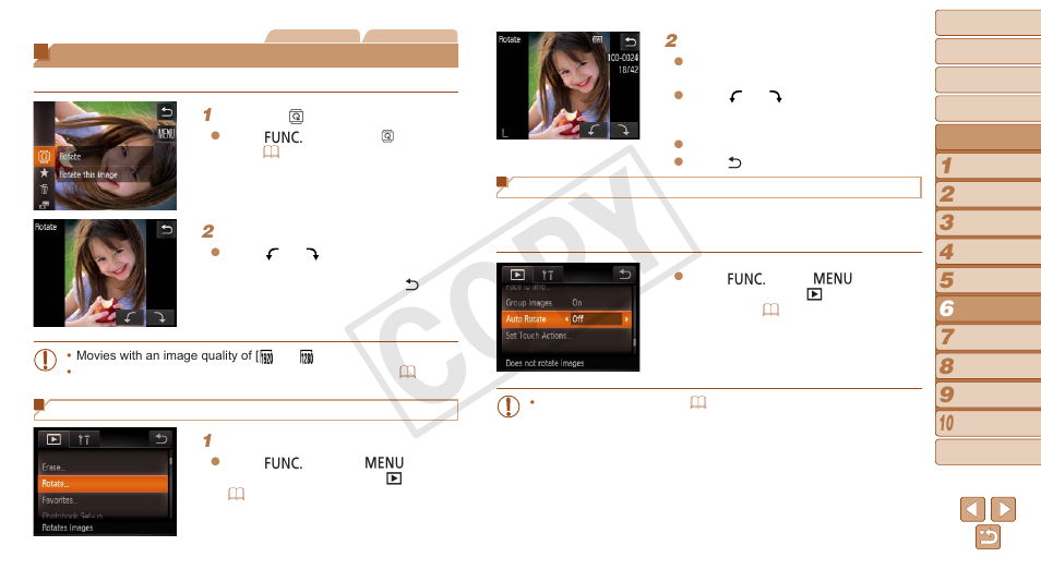 Rotating images, C op y | Canon PowerShot N User Manual | Page 74 / 135