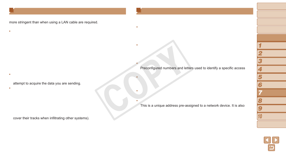 Security precautions, Glossary, Cop y | Canon PowerShot N User Manual | Page 84 / 135