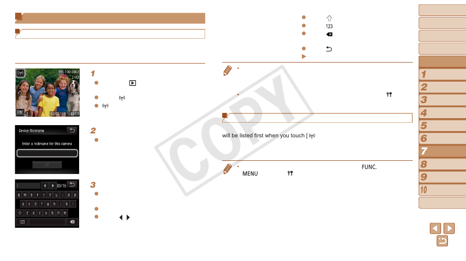 Accessing the wi-fi menu, 88). (this nickname is displayed on, Cop y | Canon PowerShot N User Manual | Page 88 / 135