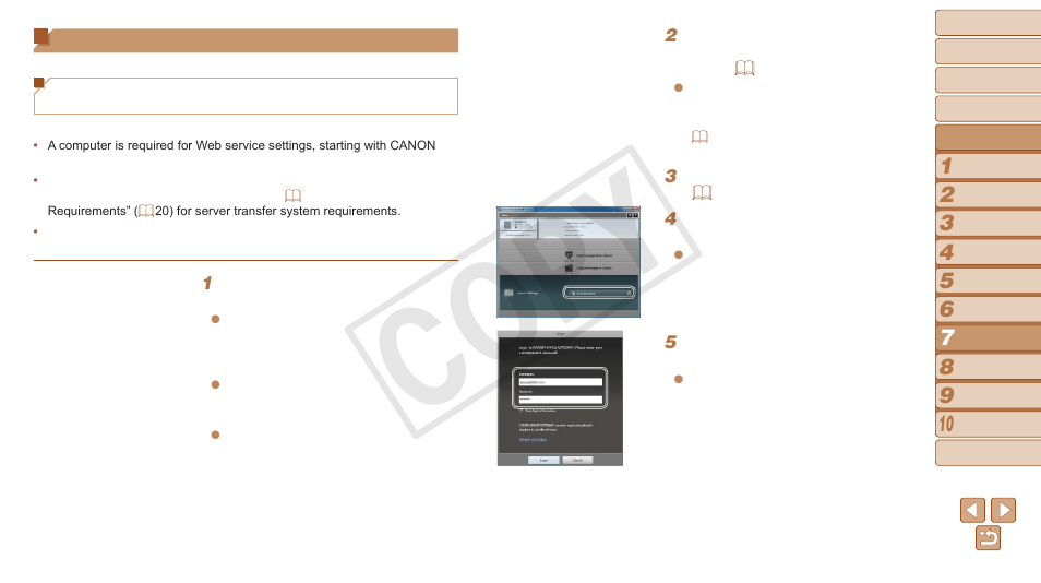 Connecting to web services, Cop y | Canon PowerShot N User Manual | Page 89 / 135