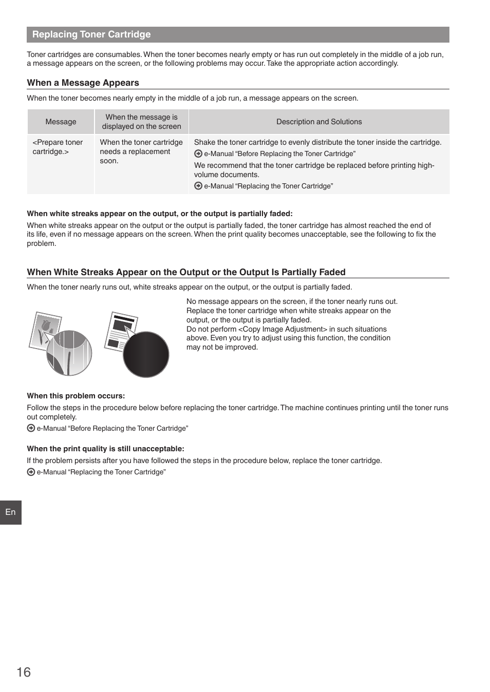 Replacing toner cartridge | Canon imageCLASS MF6160dw User Manual | Page 16 / 64