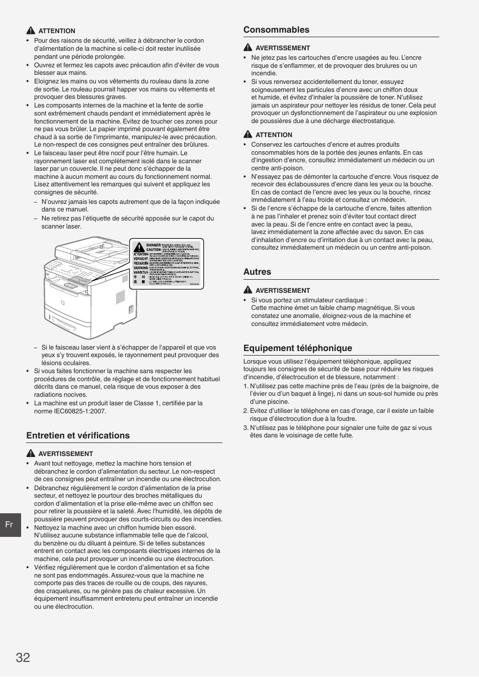 Entretien et vérifi cations, Consommables, Autres | Equipement téléphonique | Canon imageCLASS MF6160dw User Manual | Page 32 / 64