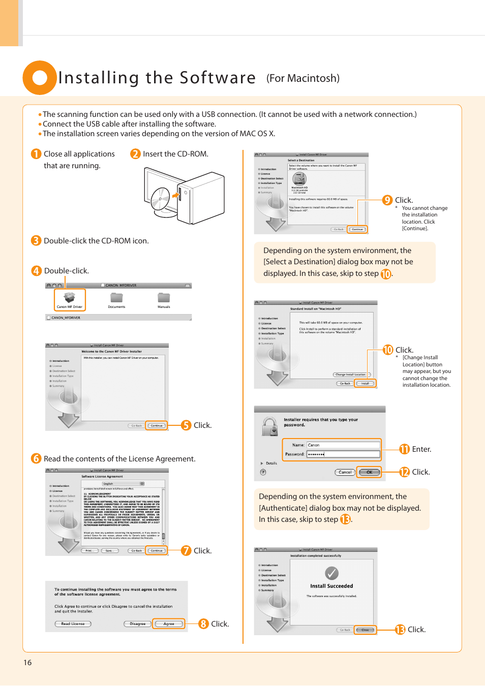 Installing the software, For macintosh) | Canon imageCLASS D550 User Manual | Page 18 / 28