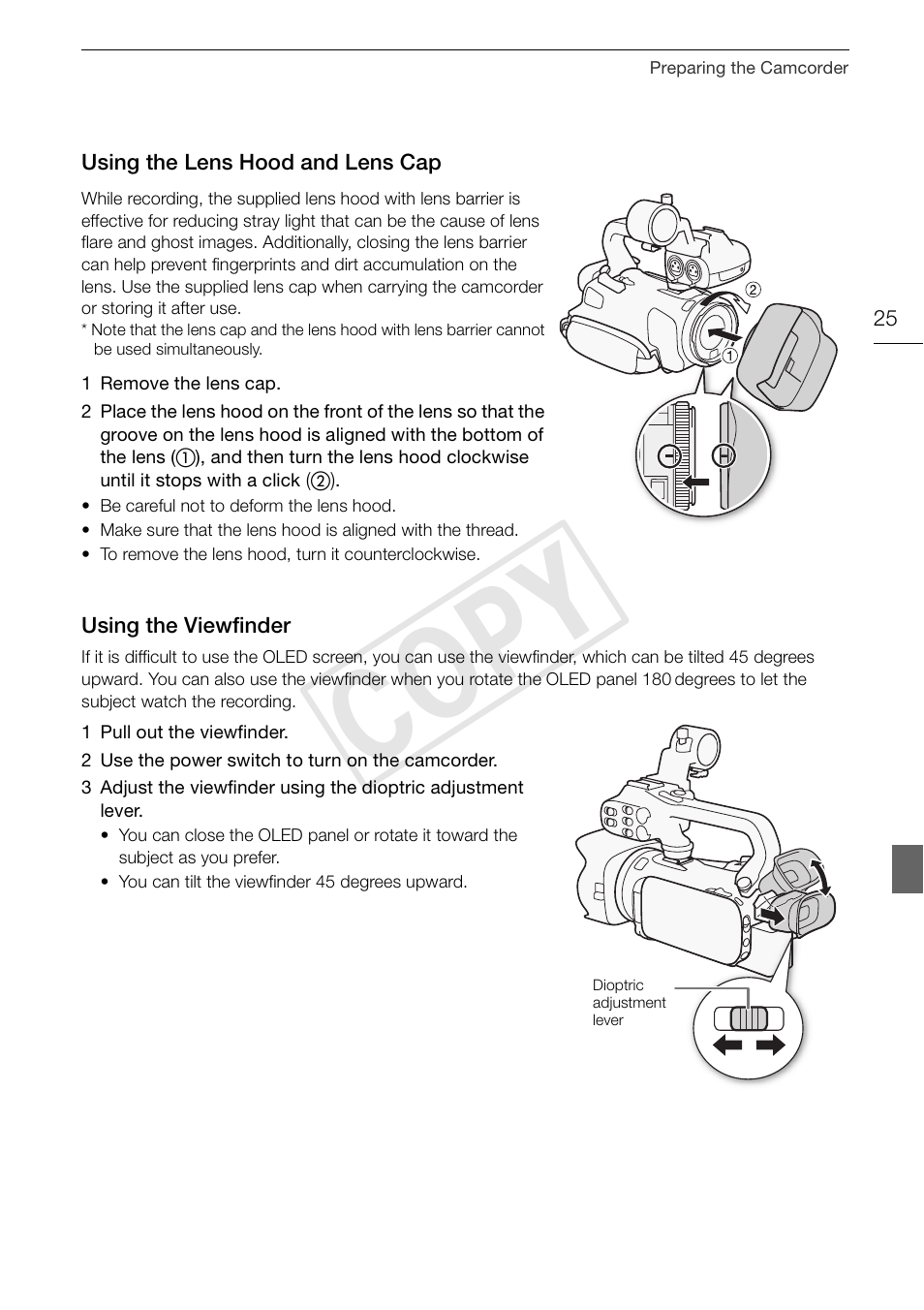 Cop y | Canon XA25 User Manual | Page 25 / 187