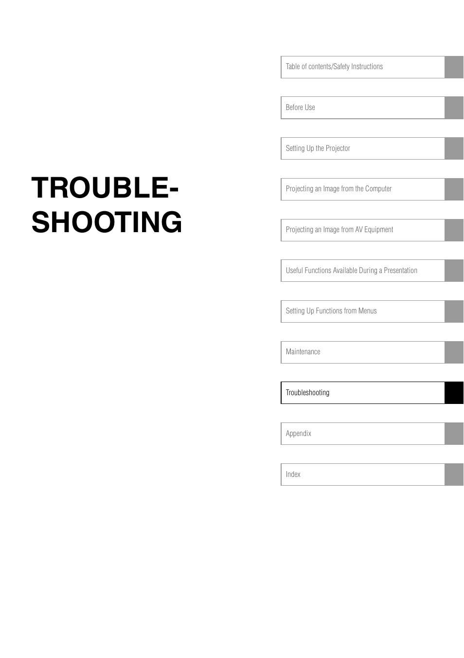 Trouble- shooting | Canon REALiS SX60 User Manual | Page 125 / 146