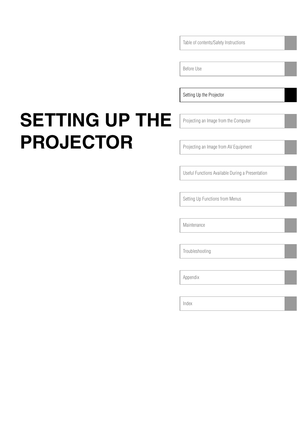 Setting up the projector | Canon REALiS SX60 User Manual | Page 31 / 146