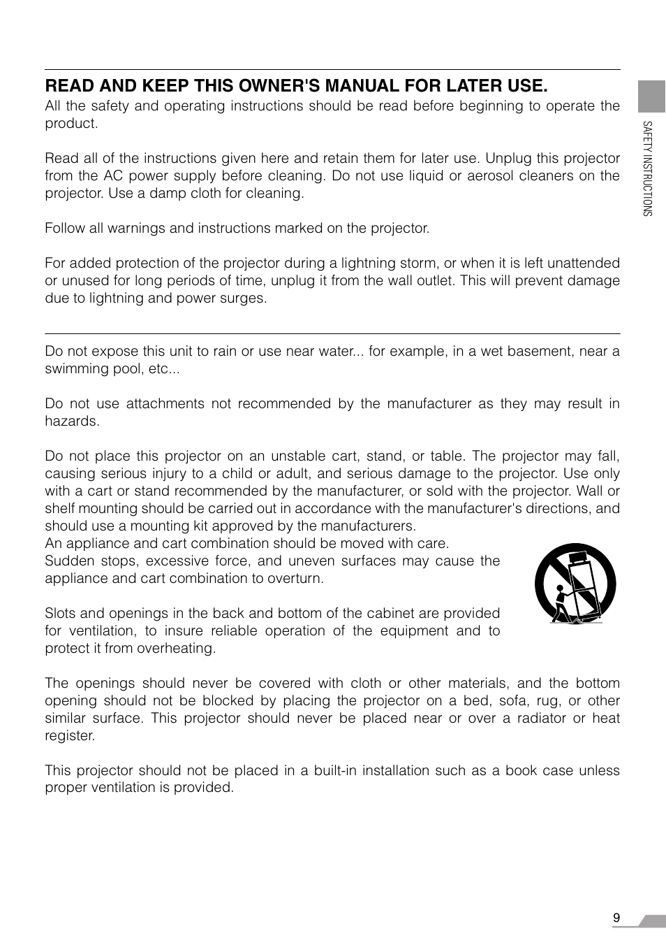 Read and keep this owner's manual for later use | Canon REALiS SX60 User Manual | Page 9 / 146