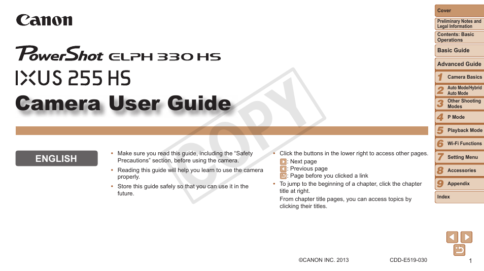 Canon PowerShot ELPH 330 HS User Manual | 178 pages