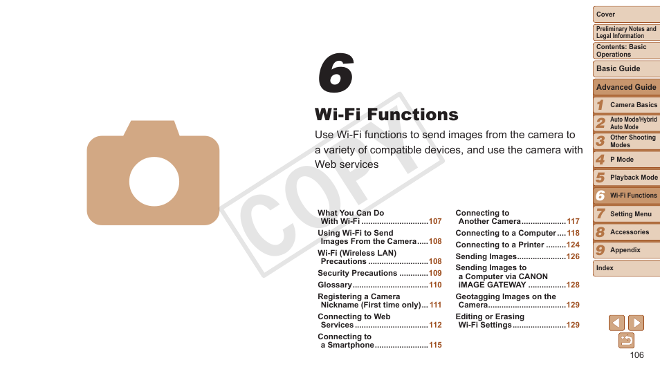 Wi-fi functions, Cop y | Canon PowerShot ELPH 330 HS User Manual | Page 106 / 178