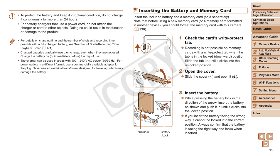 Cop y | Canon PowerShot ELPH 330 HS User Manual | Page 12 / 178