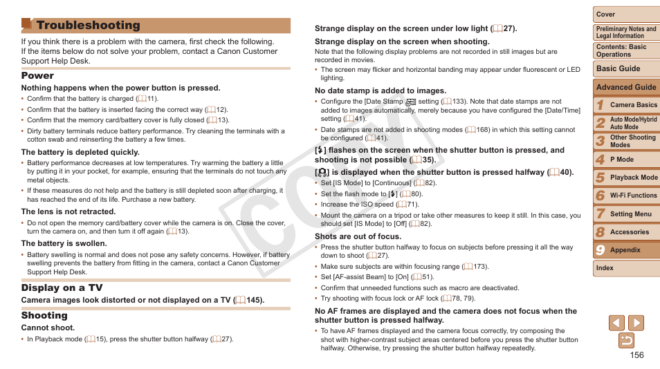 Troubleshooting, Cop y | Canon PowerShot ELPH 330 HS User Manual | Page 156 / 178