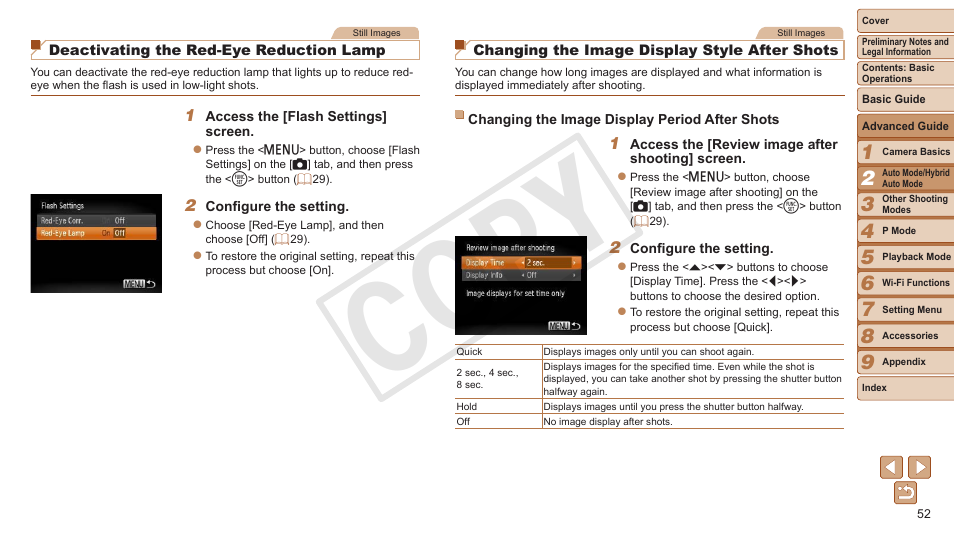 Cop y | Canon PowerShot ELPH 330 HS User Manual | Page 52 / 178