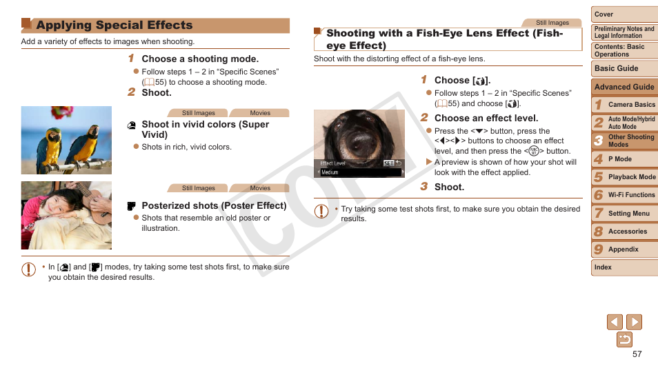 Applying special effects, Cop y | Canon PowerShot ELPH 330 HS User Manual | Page 57 / 178