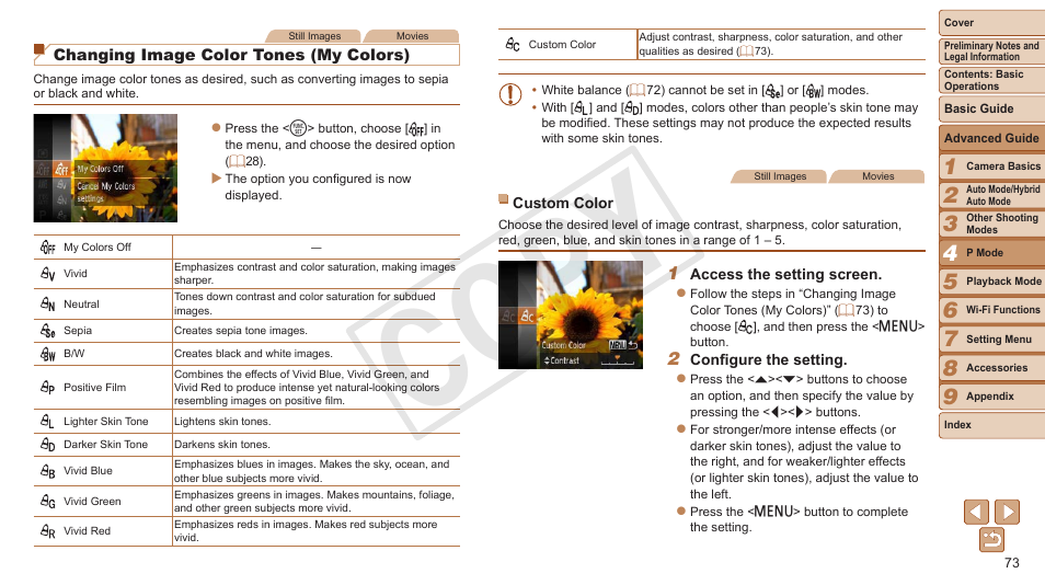 Cop y | Canon PowerShot ELPH 330 HS User Manual | Page 73 / 178