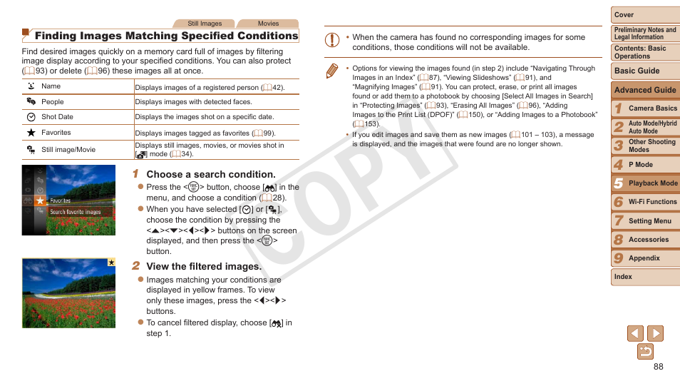 88) or smart shuffle, Cop y | Canon PowerShot ELPH 330 HS User Manual | Page 88 / 178