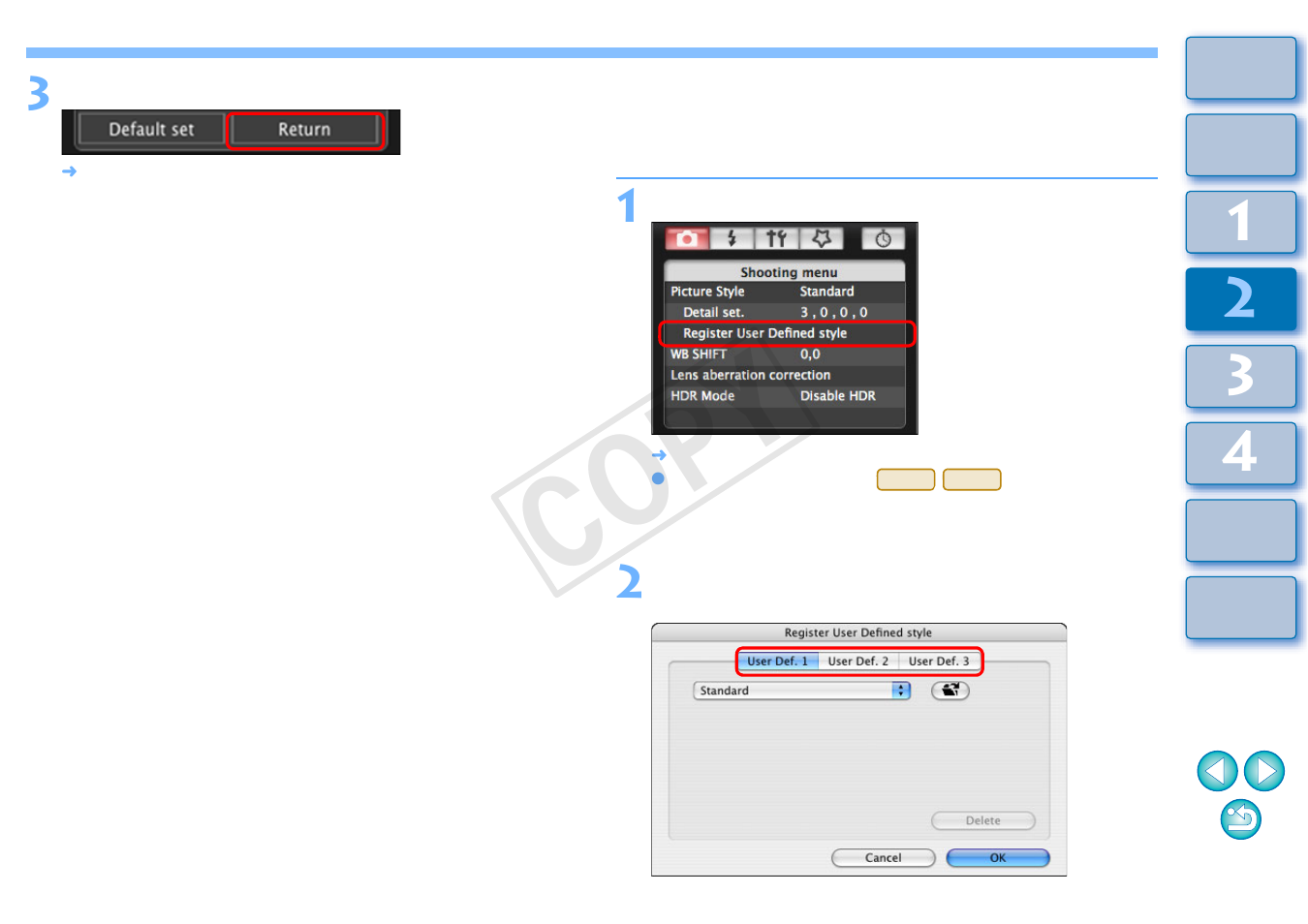 P.20, Applying picture style files to the camera, Cop y | Canon EOS Rebel T5 18-55 IS II Kit User Manual | Page 21 / 110