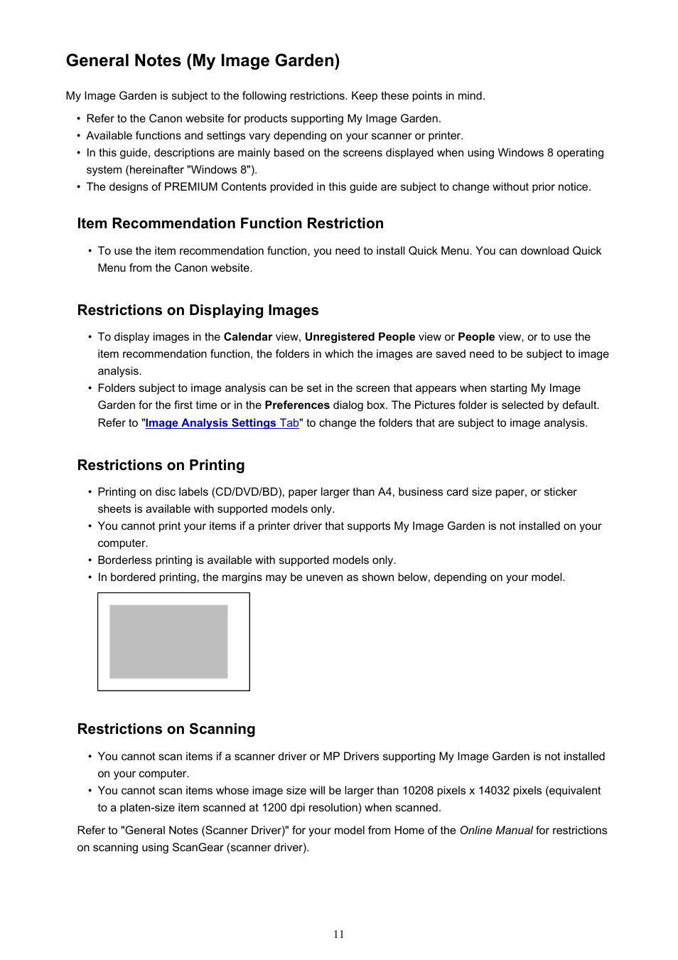 General notes (my image garden) | Canon PIXMA Pro9000 Mark II User Manual | Page 11 / 303