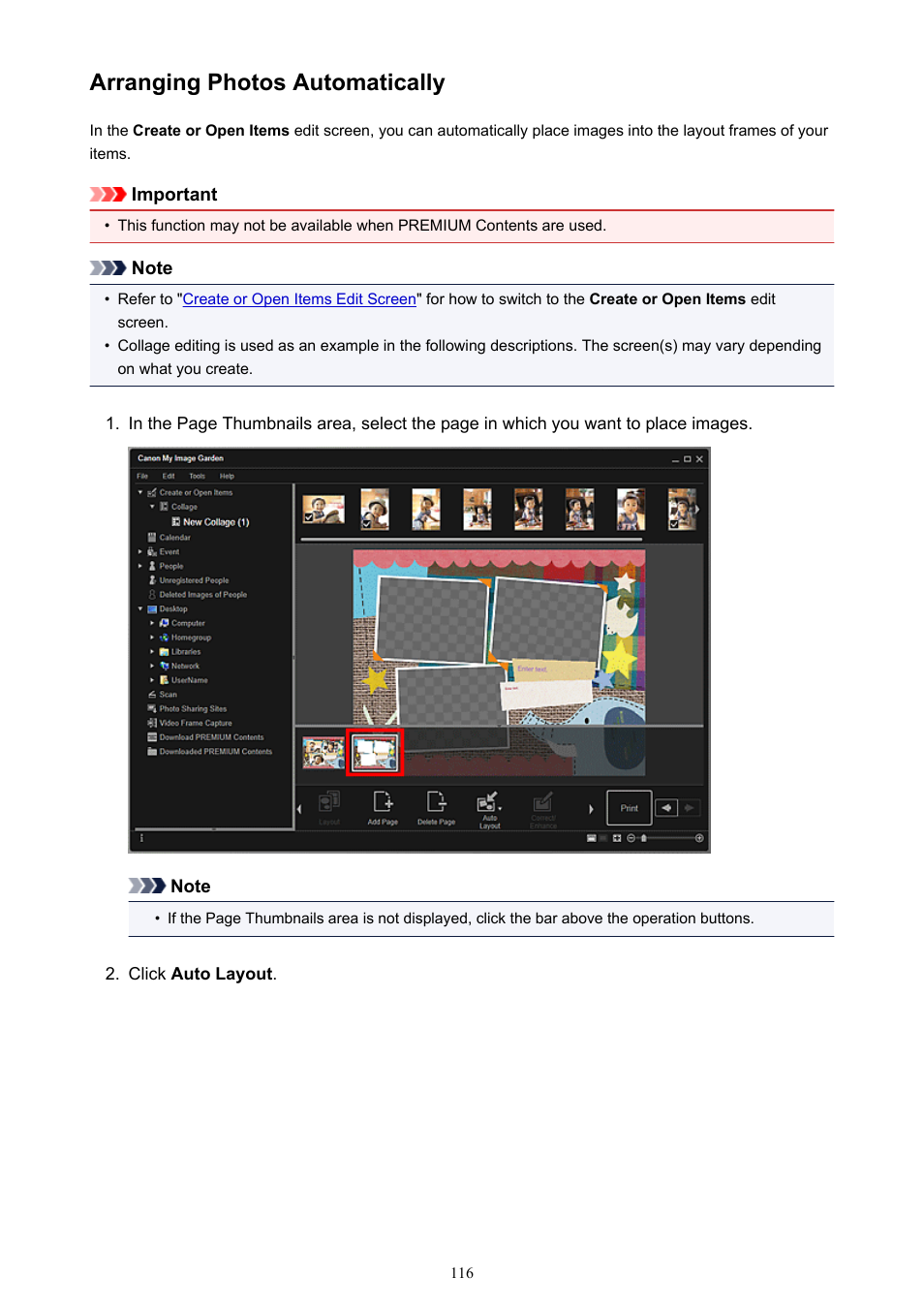 Arranging photos automatically | Canon PIXMA Pro9000 Mark II User Manual | Page 116 / 303