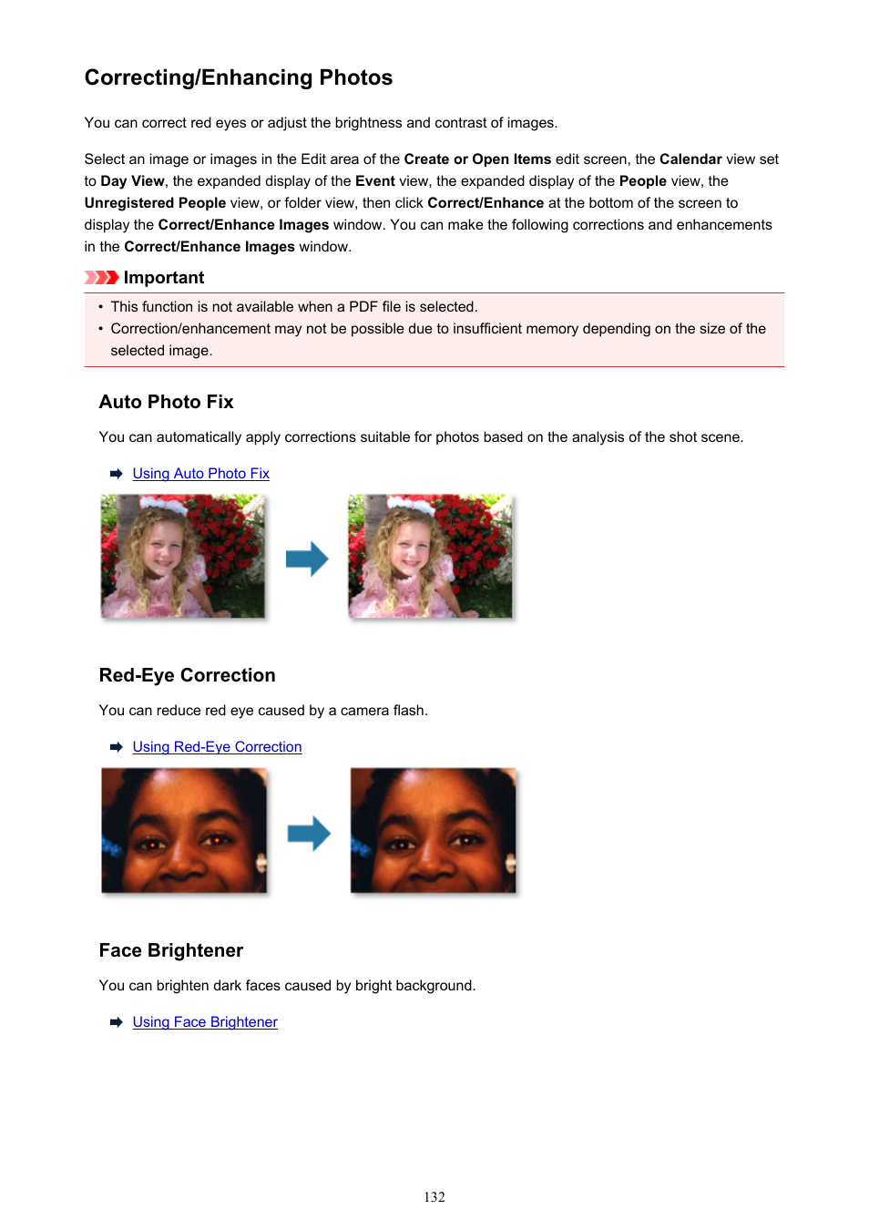 Correcting/enhancing photos | Canon PIXMA Pro9000 Mark II User Manual | Page 132 / 303