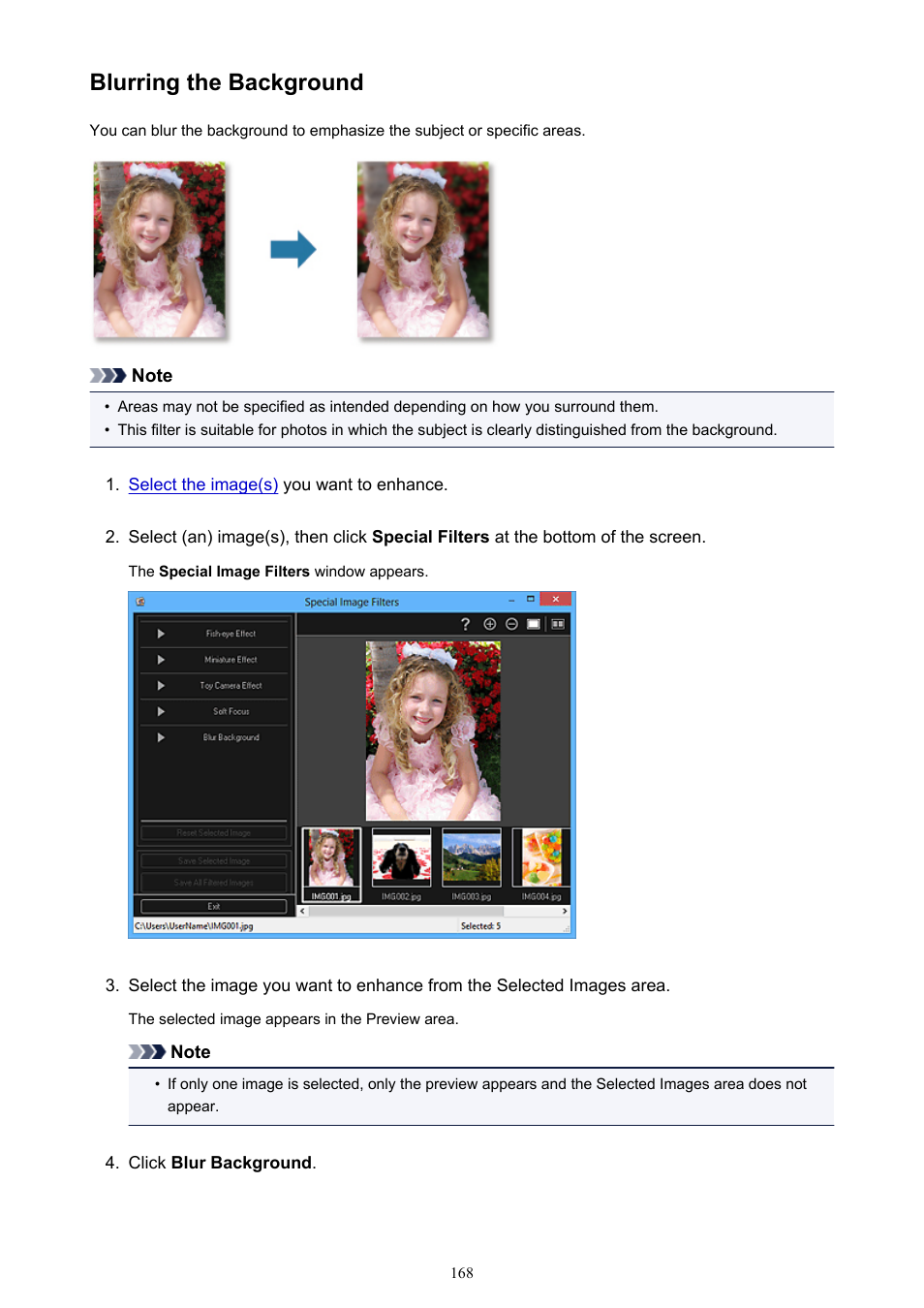Blurring the background | Canon PIXMA Pro9000 Mark II User Manual | Page 168 / 303