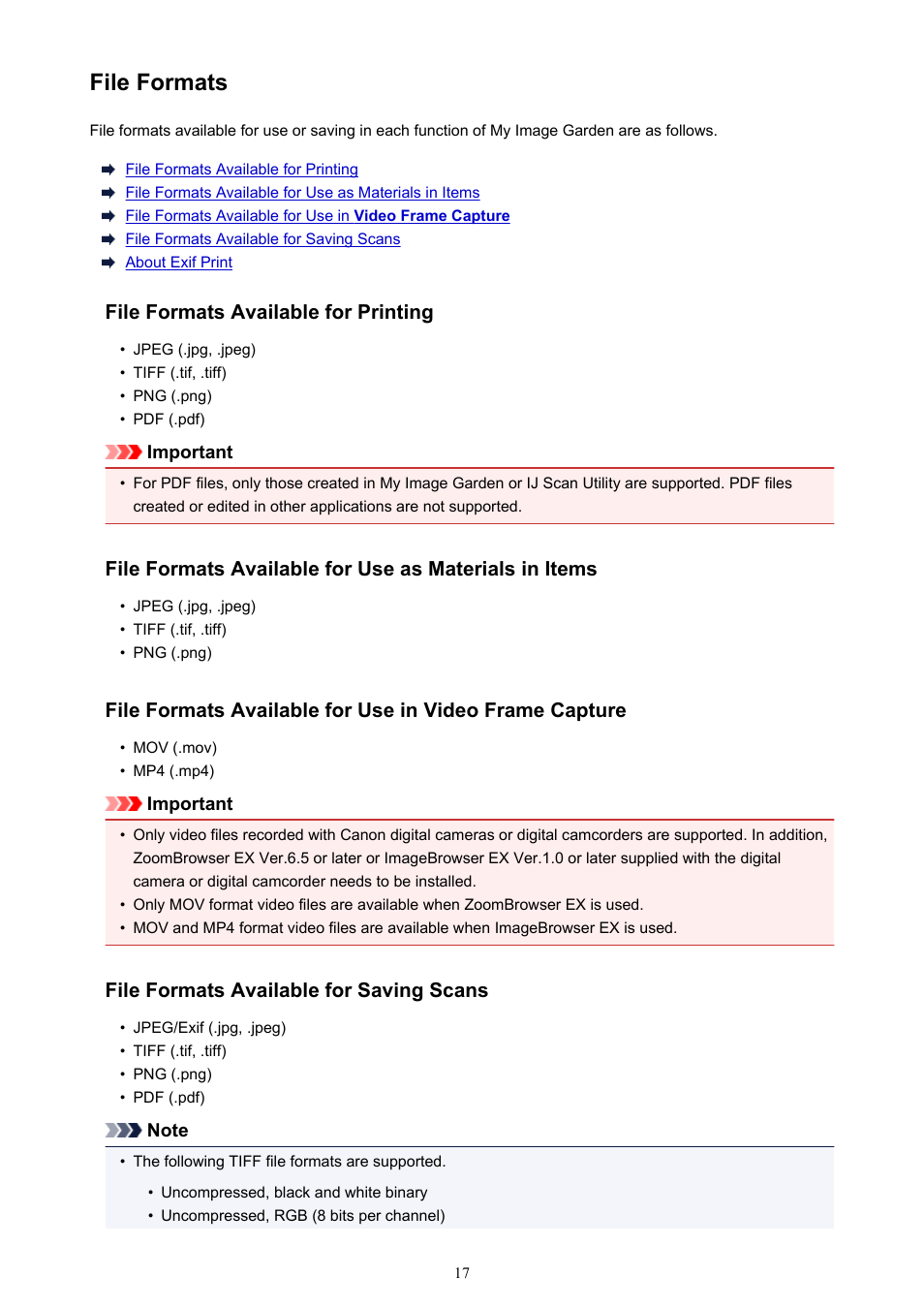 File formats, For details | Canon PIXMA Pro9000 Mark II User Manual | Page 17 / 303