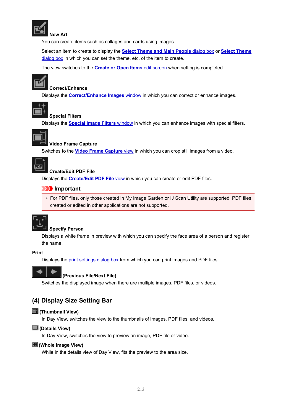 4) display size setting bar | Canon PIXMA Pro9000 Mark II User Manual | Page 213 / 303