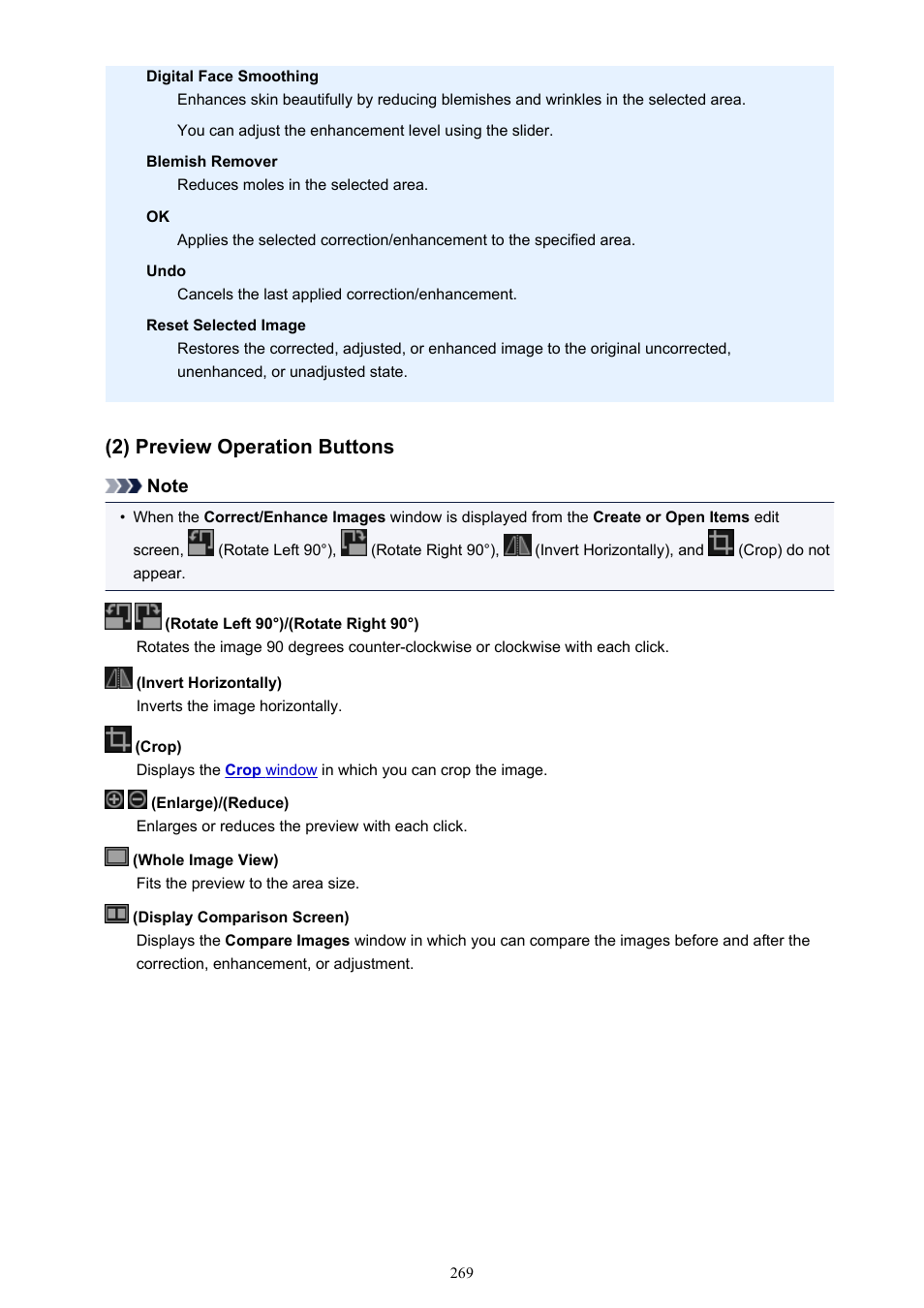 2) preview operation buttons | Canon PIXMA Pro9000 Mark II User Manual | Page 269 / 303