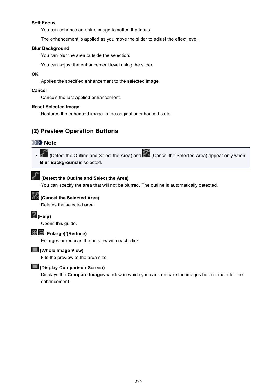 2) preview operation buttons | Canon PIXMA Pro9000 Mark II User Manual | Page 275 / 303