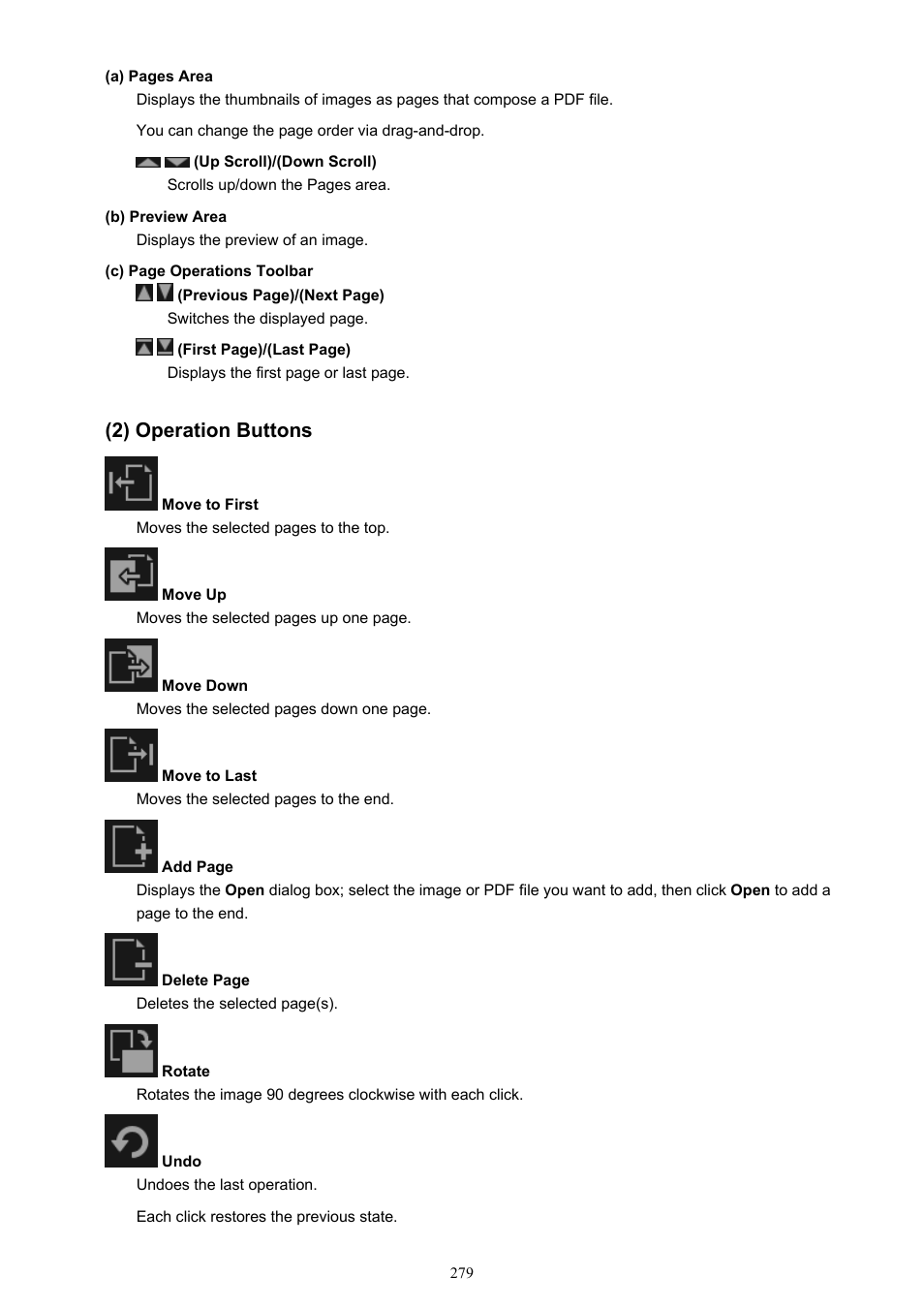2) operation buttons | Canon PIXMA Pro9000 Mark II User Manual | Page 279 / 303