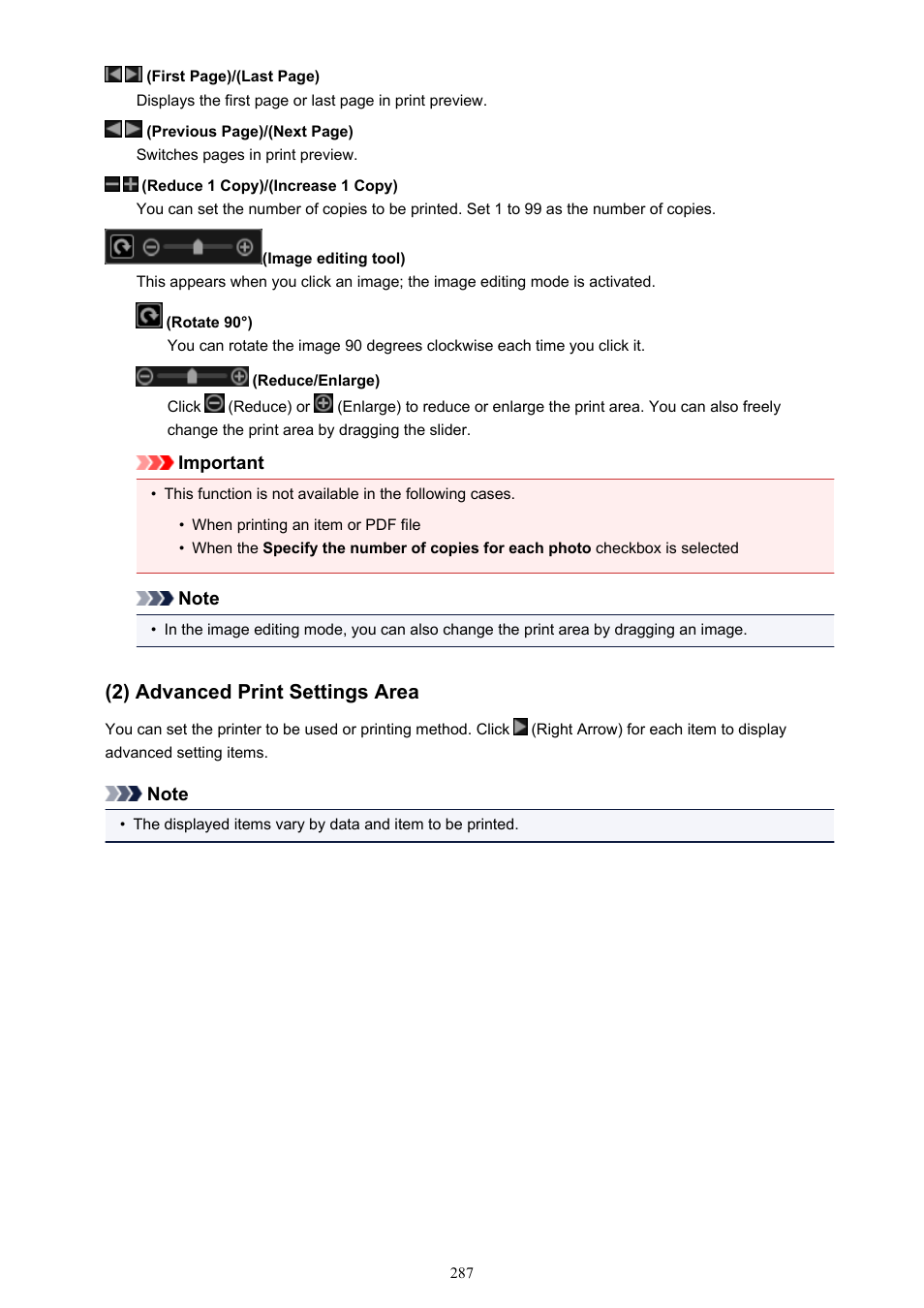 2) advanced print settings area | Canon PIXMA Pro9000 Mark II User Manual | Page 287 / 303