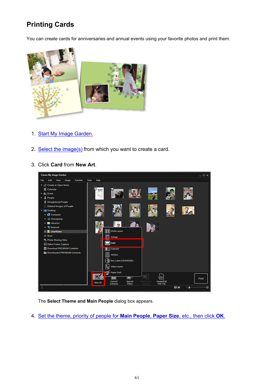 Printing cards | Canon PIXMA Pro9000 Mark II User Manual | Page 61 / 303