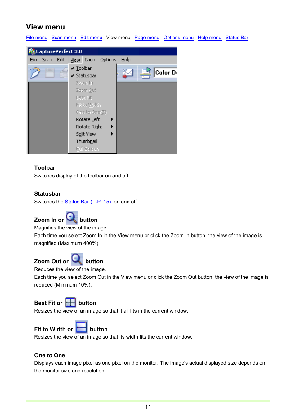 View menu | Canon imageFORMULA DR-2020U Universal Workgroup Scanner User Manual | Page 11 / 73