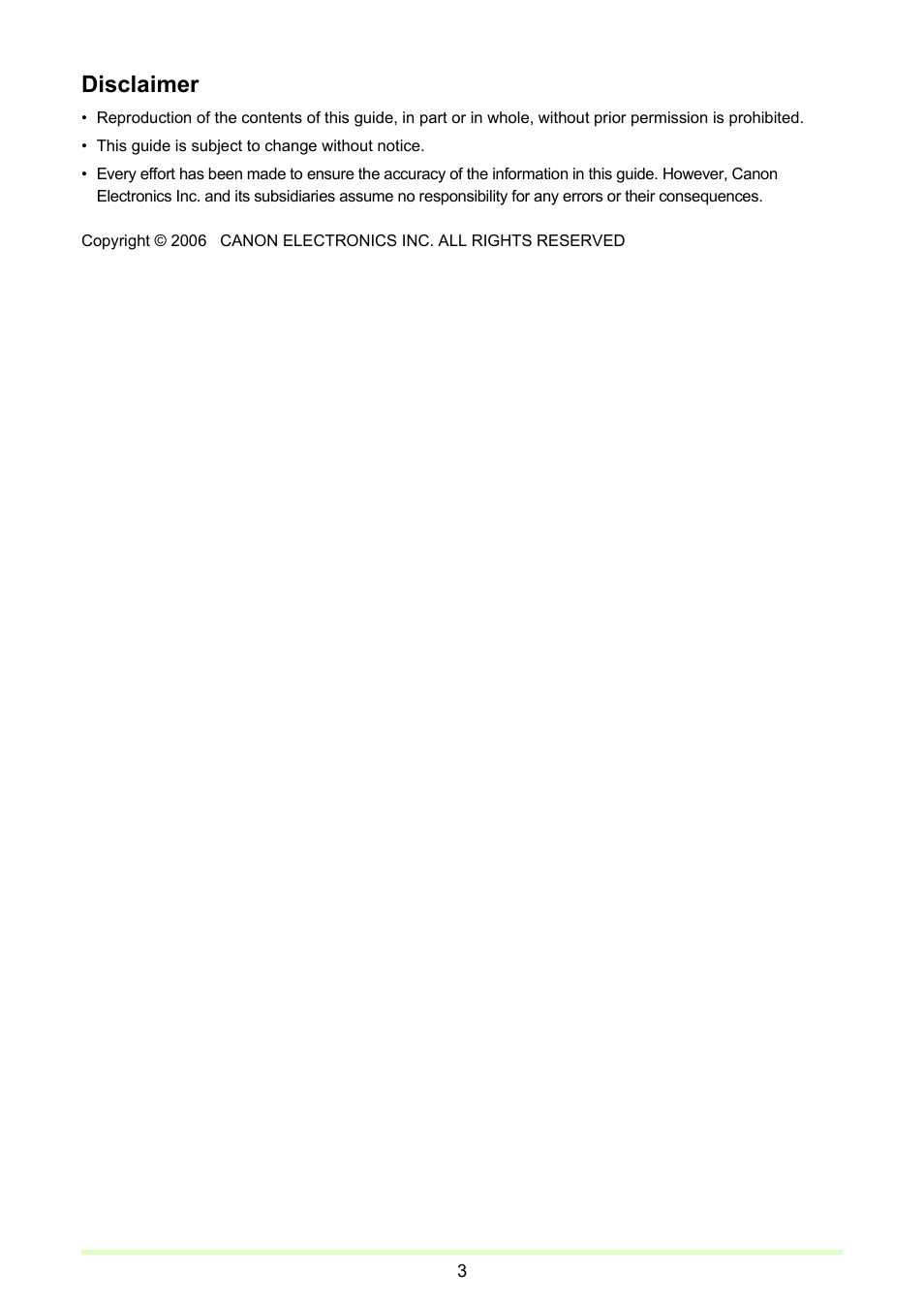 Disclaimer | Canon imageFORMULA DR-2020U Universal Workgroup Scanner User Manual | Page 3 / 73