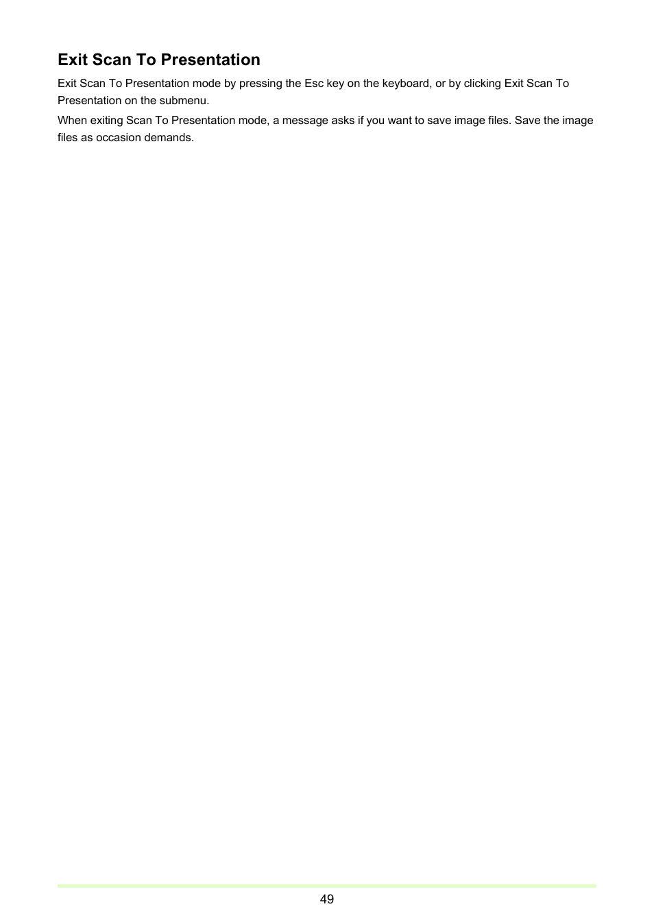 Exit scan to presentation | Canon imageFORMULA DR-2020U Universal Workgroup Scanner User Manual | Page 49 / 73