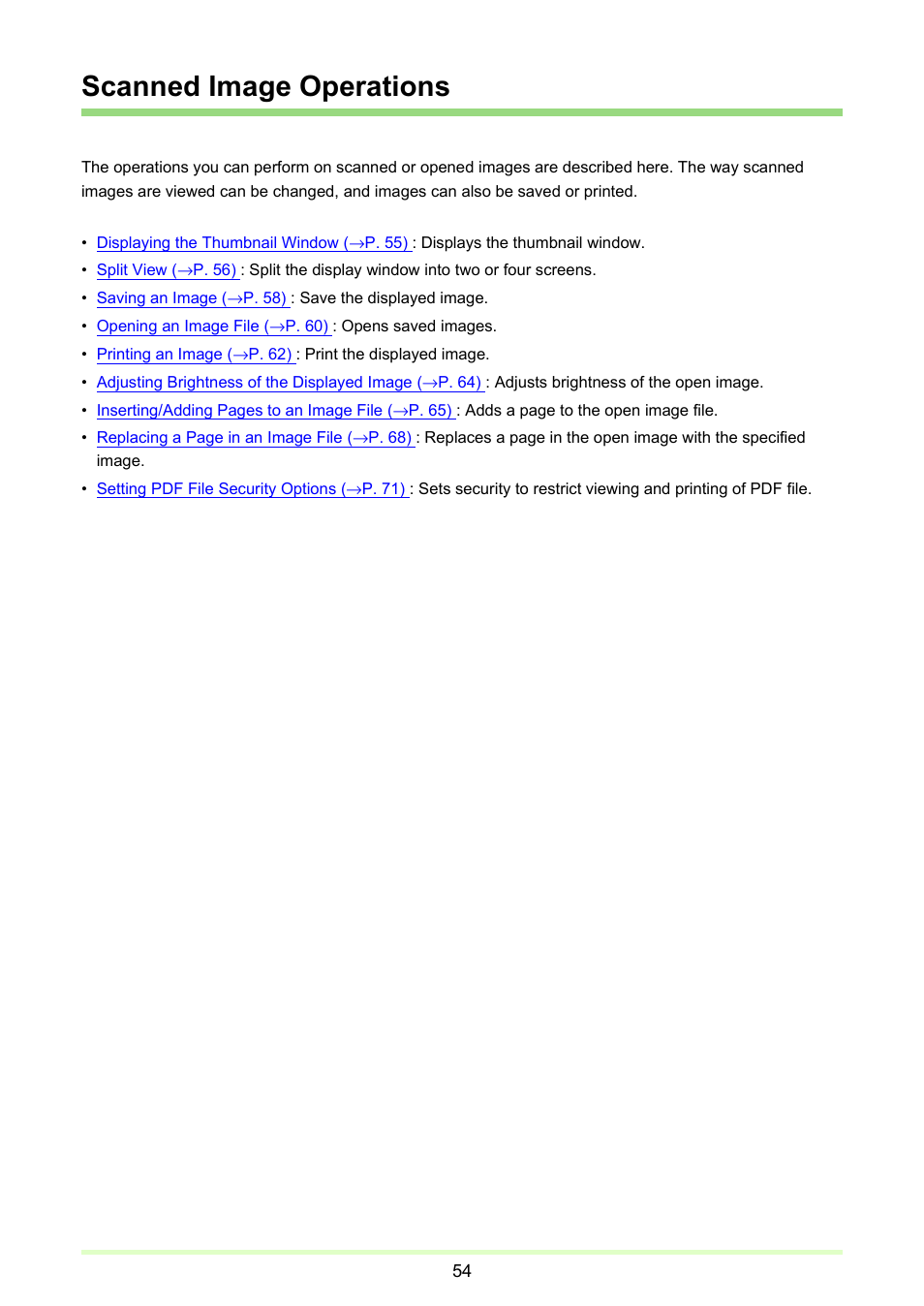 Scanned image operations | Canon imageFORMULA DR-2020U Universal Workgroup Scanner User Manual | Page 54 / 73