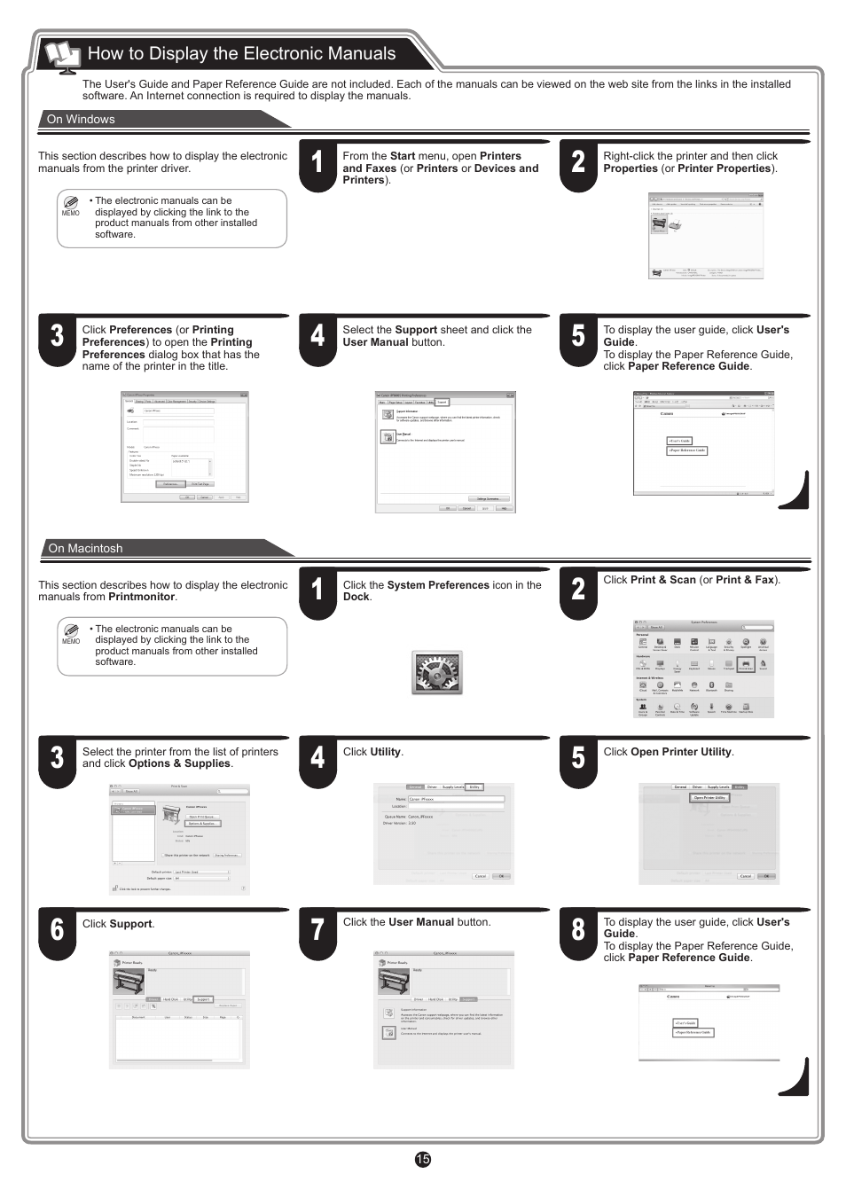 How to display the electronic manuals | Canon imagePROGRAF iPF8400S User Manual | Page 15 / 16