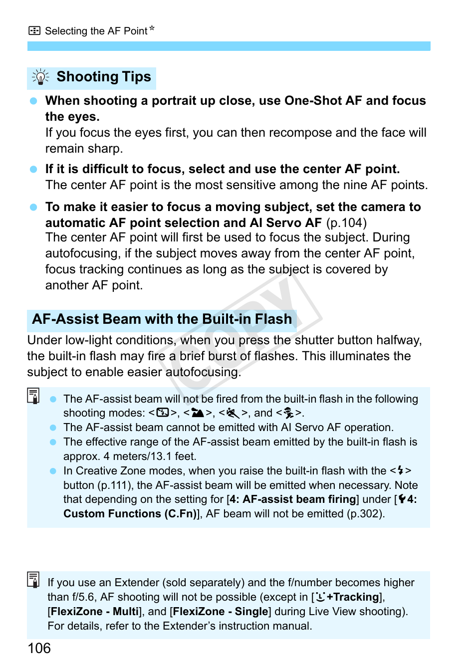 Cop y | Canon EOS Rebel SL1 18-55mm IS STM Lens Kit User Manual | Page 106 / 388